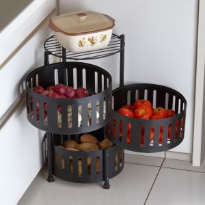 round rotating fruits vegetable kitchen trolley