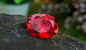 red ruby glass fill rough stone