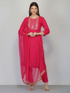 Cotton Straight Kurta Pant Dupatta Set