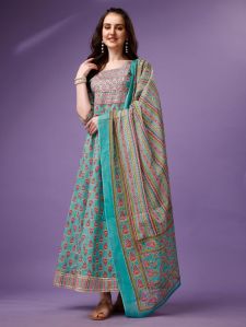 Cotton A Line Kurta Pant Dupatta Set