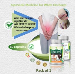 Leucwell, 60 Capsules, for White discharge in women/Girls, 100% ayurvedic