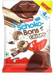 Kinder Schoko Bons Crispy T12 T4 Packs with Creamy Milk and cocoa chocolate bite flavor