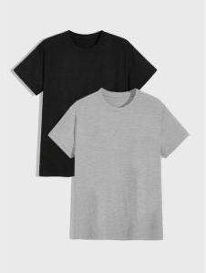 Black & milange combo cotton round neck Tshirt