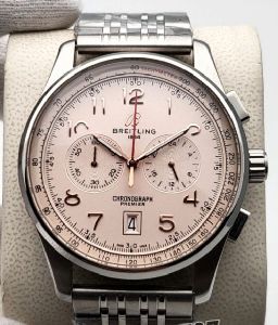 breitling premier b01 chronograph stainless steel off white dial watch