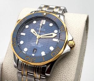 omega seamaster diver 300m dual tone blue dial swiss automatic watch