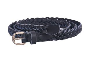 Ladies Black Braided Leather Belt