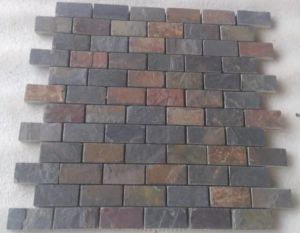 Kund Multicolor Slate Stone Mosaic Wall Panels Outdoor Decoration Wall Tiles Rusty Slate Stone Natur