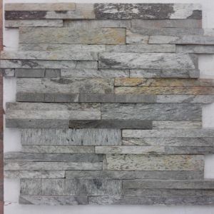 Silver Shine Slate Ledger Stone Interior Exterior Decorative Split face Culture Stacked Quartzite Wa