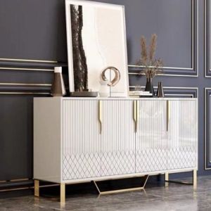 4 Doors Modern White Wooden Console Cabinet