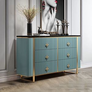 6 Drawers Modern Blue Console Cabinet
