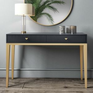 Black and Golden Wooden Modern Console Table