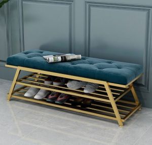 Entryway Bench with 3 Tier Shoe Rack