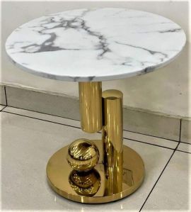 Golden Stainless Steel Marble Top Coffee Table