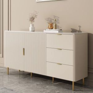 Modern Marble Top Console Cabinet with Drawer