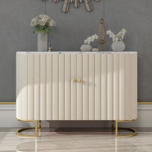 White Marble Top Console Cabinet