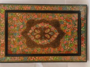 Multicolor Flower Printed Wooden Wall Painting