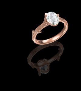 14K ROSE GOLD OVAL CUT DIAMOND RING