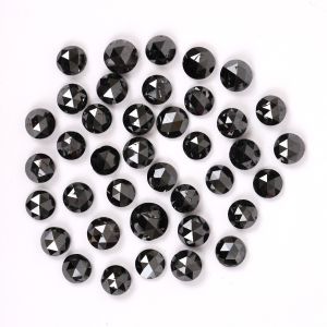 Natural Loose Diamond 2.00X5.00 mm i3 Clarity Black Color Round Rose Cut