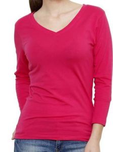 Ladies Full Sleeve V Neck T-Shirts