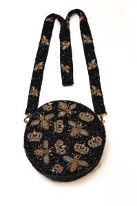 Butterfly Round Crossbody Beaded Clutch Bag