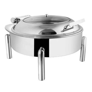 Stainless Steel Round Glass Lid Electric Chafer