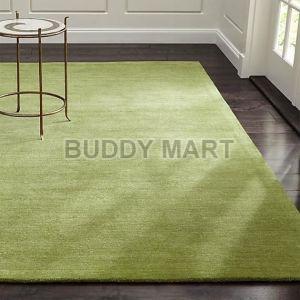 Plain Green Hand Tufted Woolen Rugs