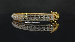 Natural Diamond Tikli Miracle Plate Setting Yellow Gold Bracelet