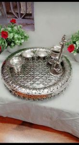 Silver plated Aluminium pooja thali