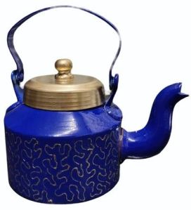 Blue Hand Painted Aluminium Kettle