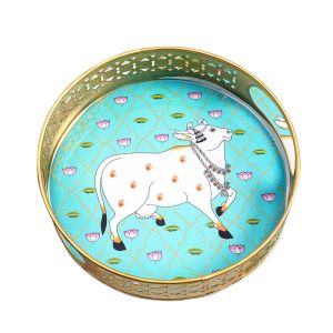 Pichwai Cow Design Tray set of 2