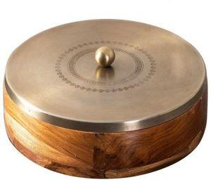 Wood masala Box With MEtal Lid