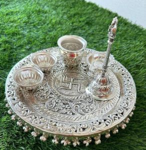 German Silver Pooja Thali