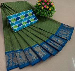 cotton sarees with kalamkari blouse