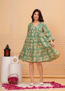 Cotton Midi Dress Bagru Hand Block Printed