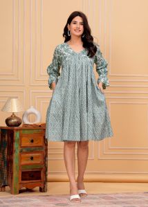 Cotton Midi Dress Bagru Hand Block Printed