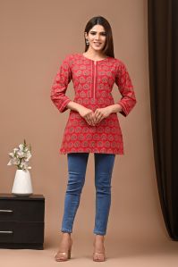 Cotton Short Kurti Bagru Hand Block Printed