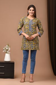 Cotton Short Kurti Bagru Hand Block Printed