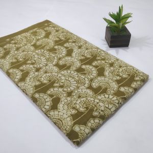 Dabu hand block printed cotton fabric