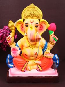 10.5 Inch Shuban Eco-Friendly Ganesha Idol in Dagdusheth Pose of Ganpati