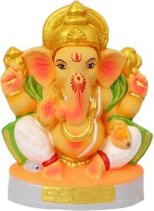 7 Inch Bhuvanpati Eco-Friendly Ganesha Idol Ardha Siddhasana Pose of Ganpati