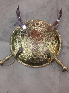 Heavy brass and steel dhal kirpan set