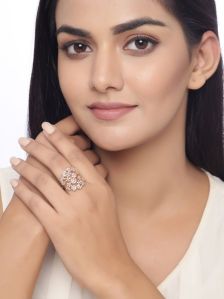 SH13-1765 Rose Gold Plated AD Studded Cocktail Rings