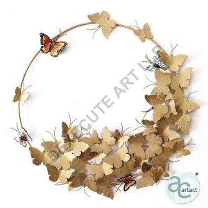 412 mm Golden Flirty Butterfly Wall Art Metal Ring