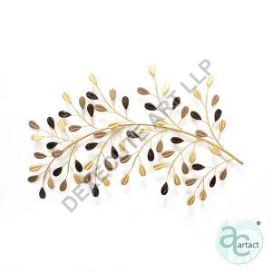 Brown And Gold Jade Style Leaves Branch Metal Wall Art