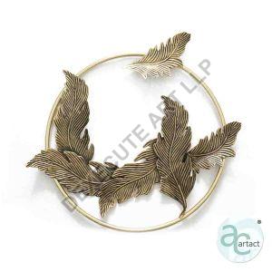 Circle Of Nature With Antique Gold Leaves Wall Art Metal Ring