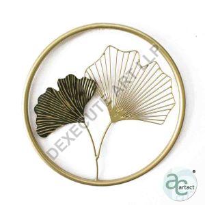 Ginkgo And Two Mesh Leave Wall Art Metal Ring