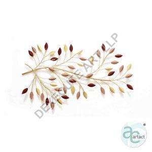 Mirage Branch with Gold, Red and Peach Leaves Branch Metal Wall Art