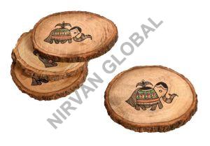Tribal Art Round Wooden Coaster