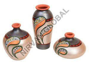 Tribal Art Silver Handpainted Vases