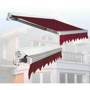 Maroon PVC Window Retractable Awning for Outdoor